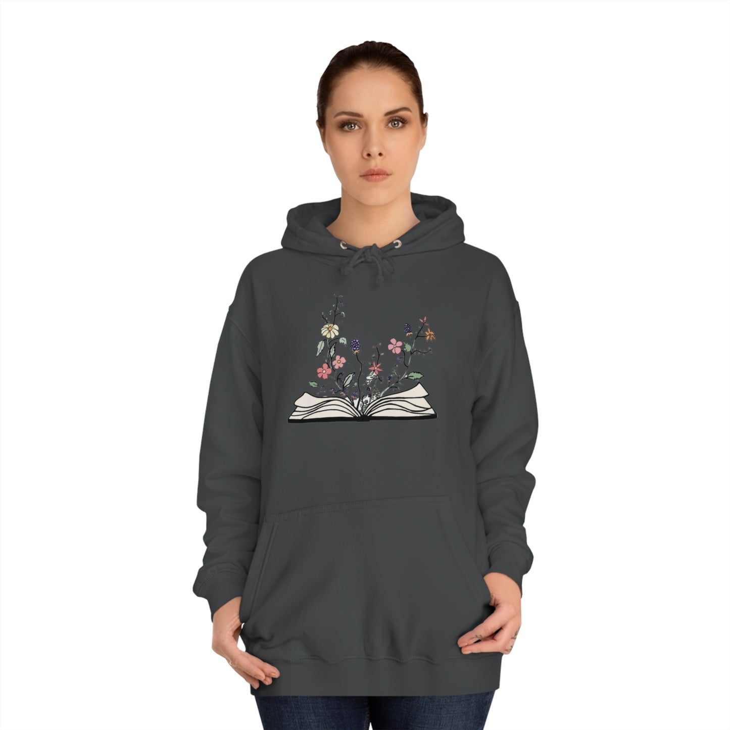 Floral Book Lover Hoodie, Multicolor