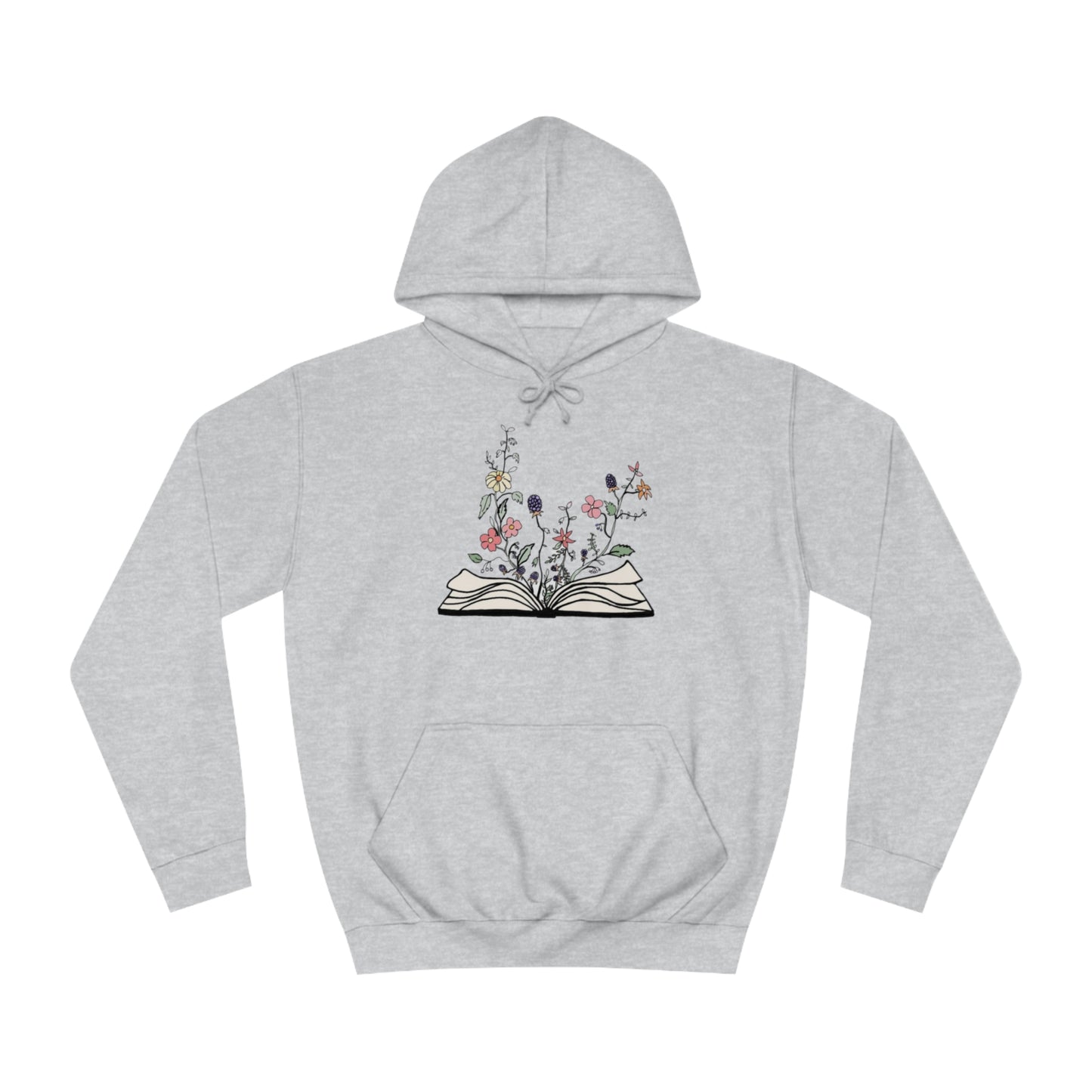 Floral Book Lover Hoodie, Multicolor