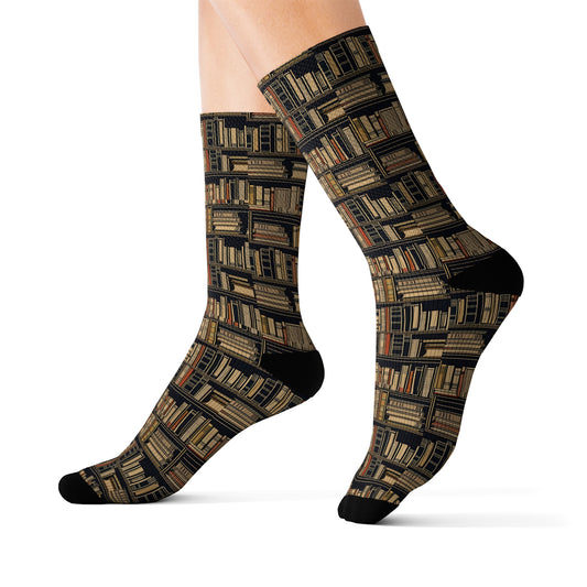 Vintage Bookcase Reading Socks