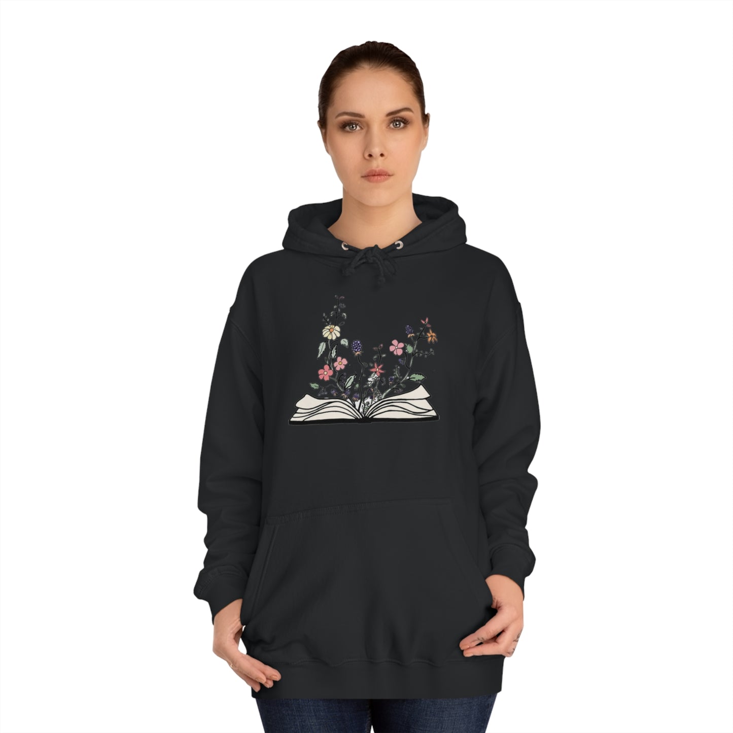 Floral Book Lover Hoodie, Multicolor