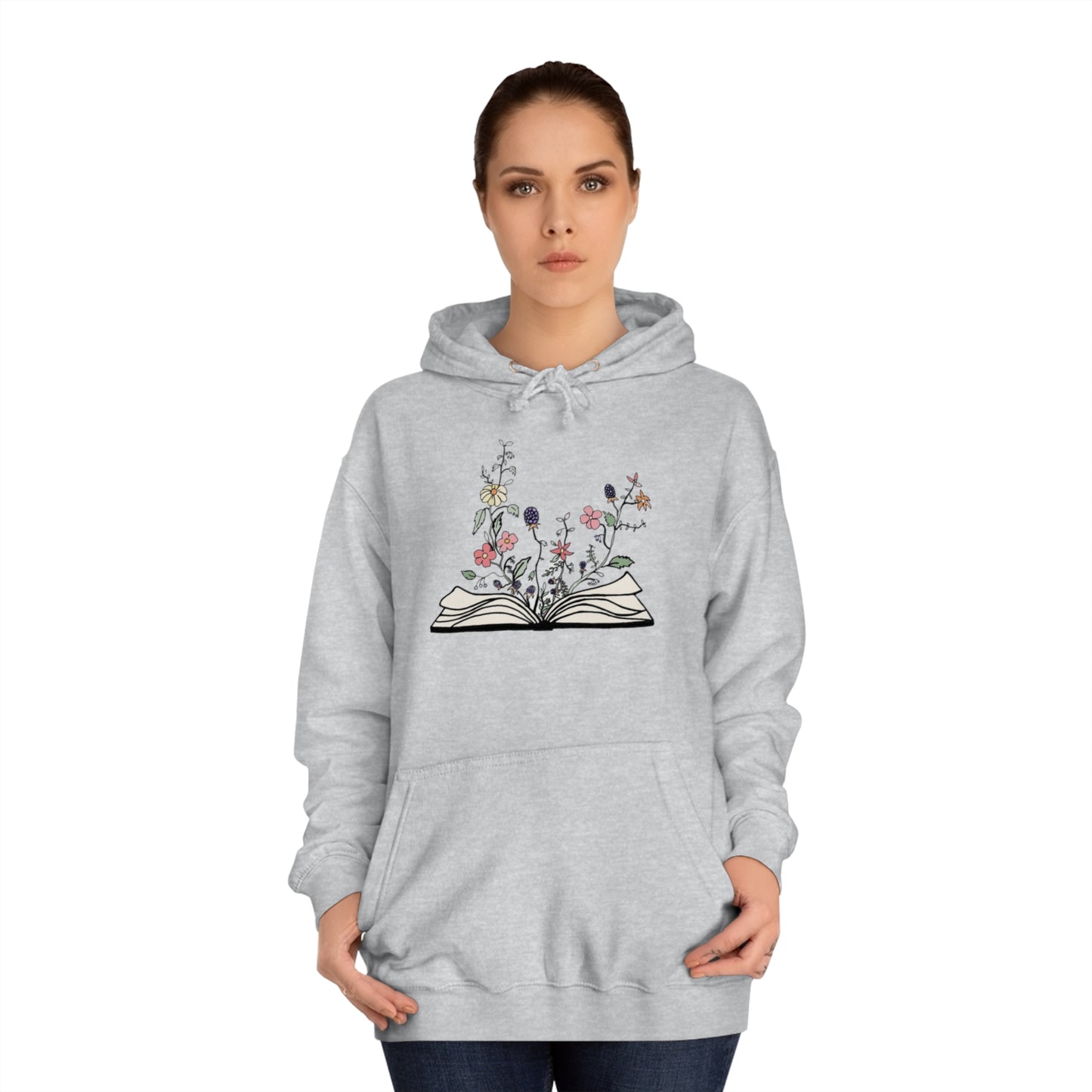 Floral Book Lover Hoodie, Multicolor